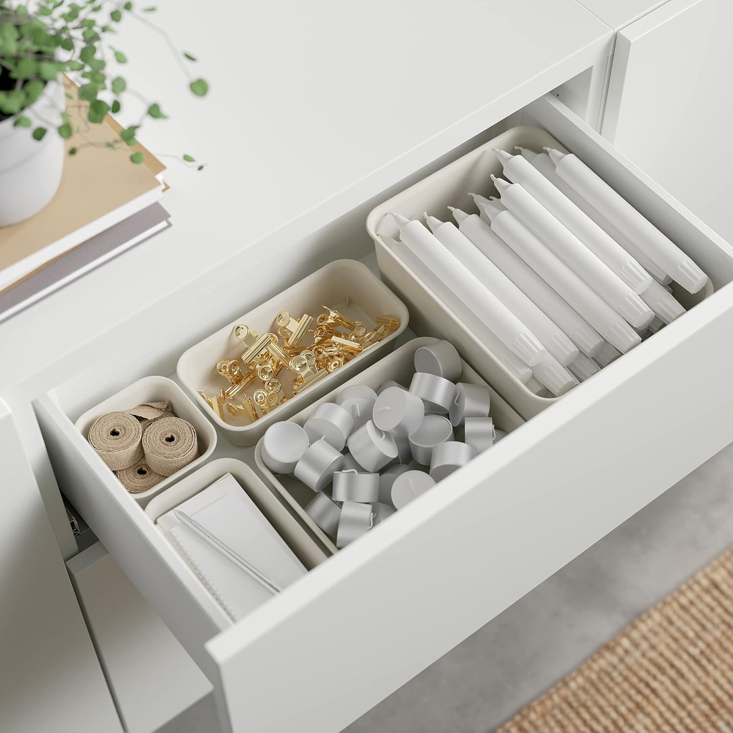 BESTÅ Storage Combination with Drawer, White/Hambiken/Stubburp White, 180x42x74cm