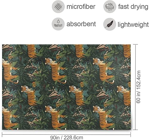 Miniatura 3 de Botanical Green Tigers Pattern Ultra-Soft Fluffy Blanket, Cozy All Season Use Plush Blanket Adults Kids Sofa Travel Living Room Throws 60x90 Inches