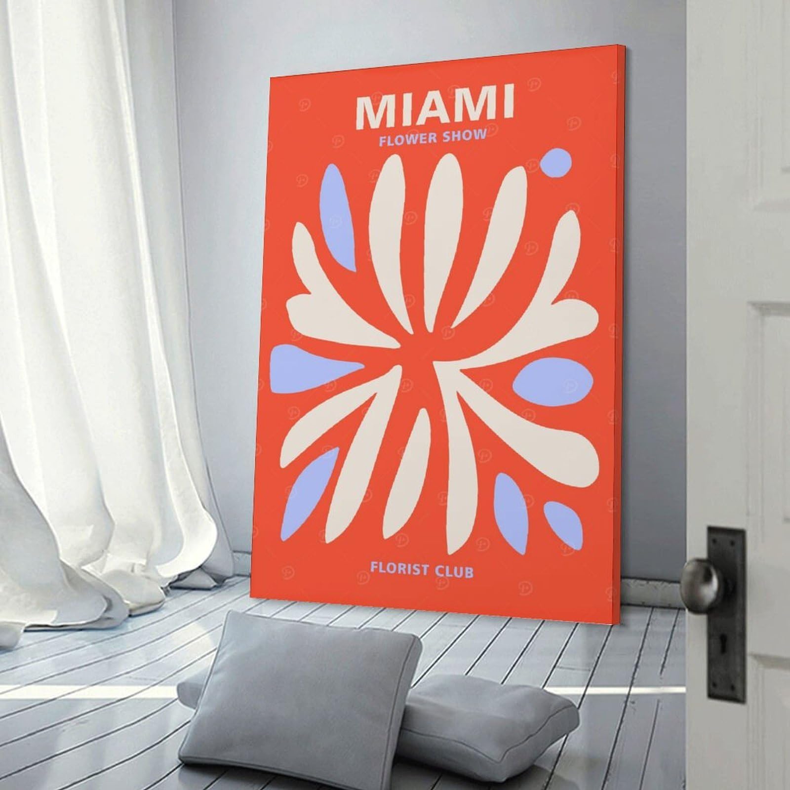 Junmoney Canvas Wall Decor Miami Florist Club, 12x18inch(30x45cm), for Gallery Wall Layouts in Home Or Office, Home Wall Art for Statement Displays