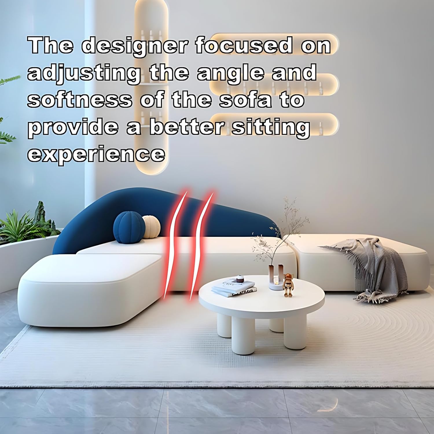 Modern Curved Sectional Sofa Set, Leather Sectional Couch, Sectional Couches for Living Room, Includes Coffee Table (Curved Sofa+Chair E+Coffee Table, 140IN)