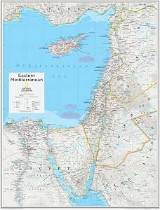 National Geographic: Eastern Mediterranean Wall Map - 22 X...