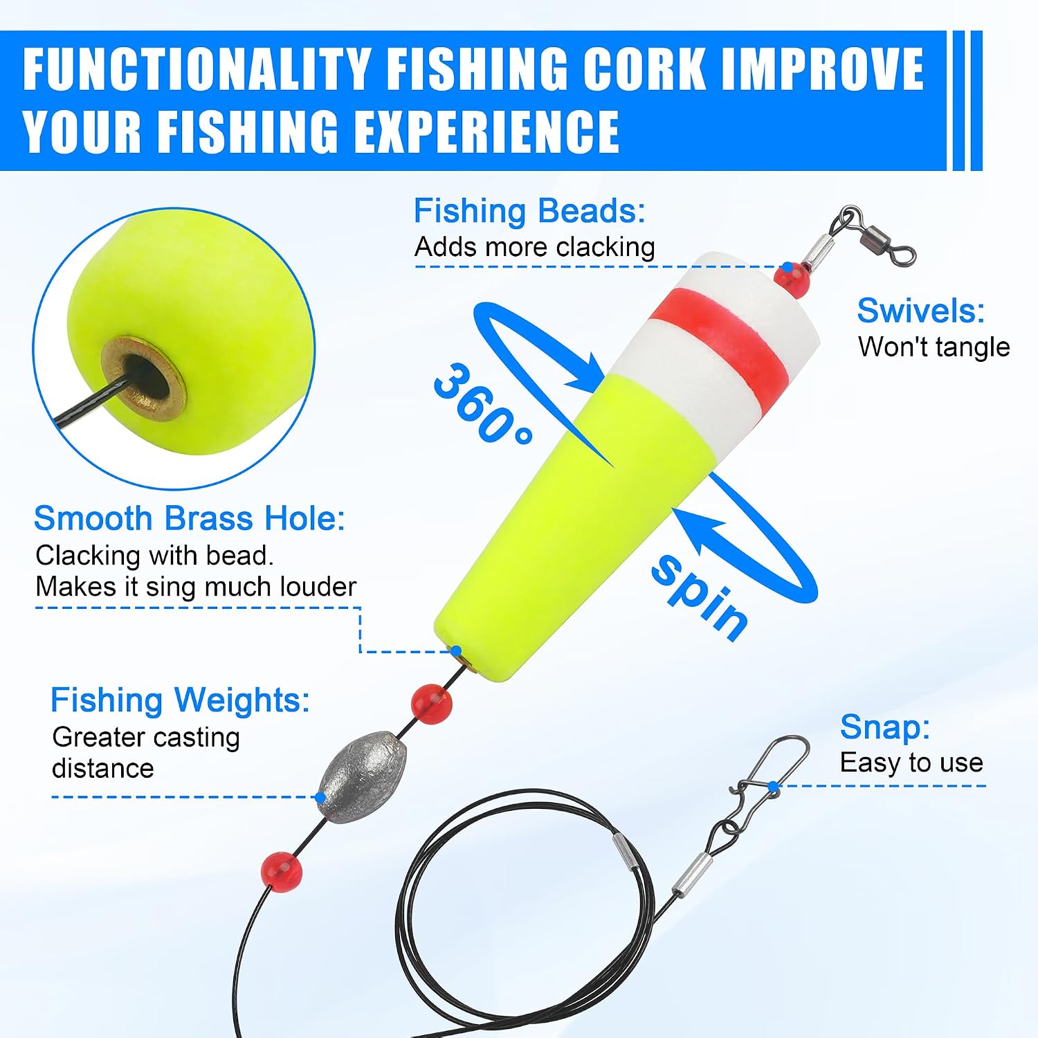 2Pack/4Pack Popping Cork Floats Rigs Weighted Bobber Egg Grouper Rig Fishing Floats and Bobbers edfish and Speckled Trout Saltwater Freshwater Fishing Tackle