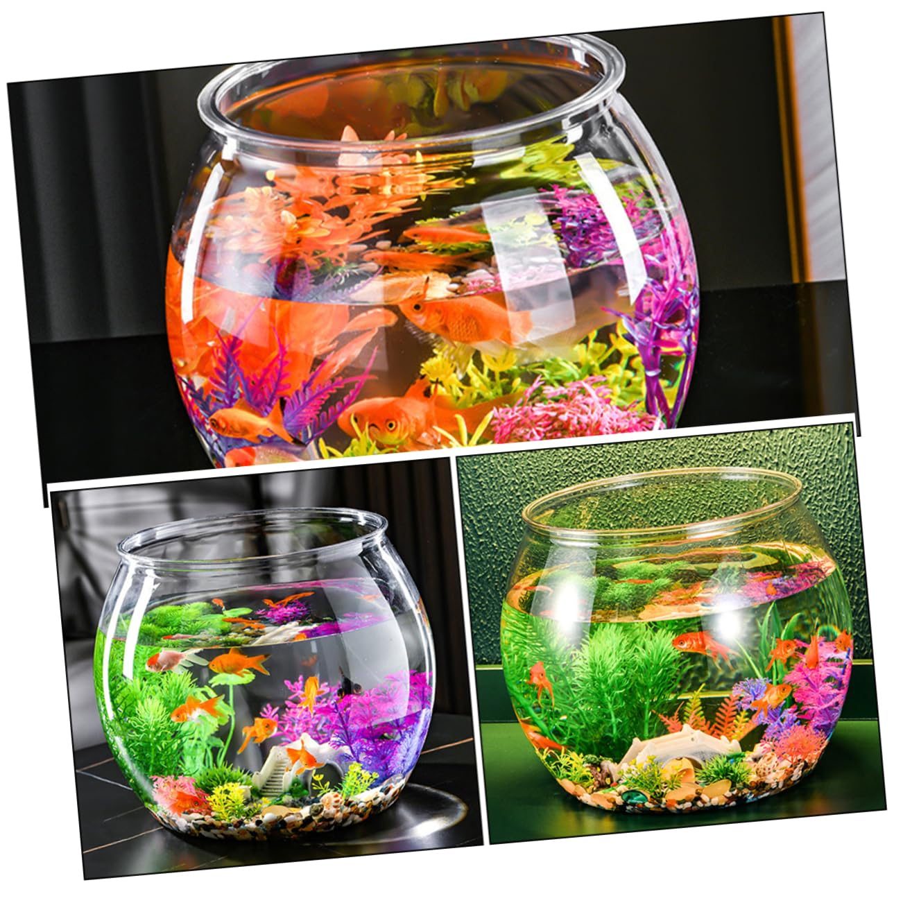 Vissenkom Aquarium ronde vissentank kleine vissen tank landschap vissentank automatische filter emmer vissen tank en vooraanstaand cilinder kleine vissen tank Klein Aquarium