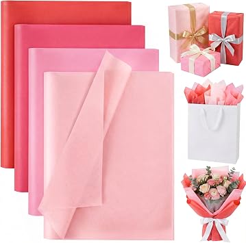 Shindel 120 Sheets Pink Tissue Paper, 20 X 14 inches | Soft Paper Wraps Clothing, Books and Gift Boxes Or Adds Volume to Bags and Shapes into Peonies and Pom-poms