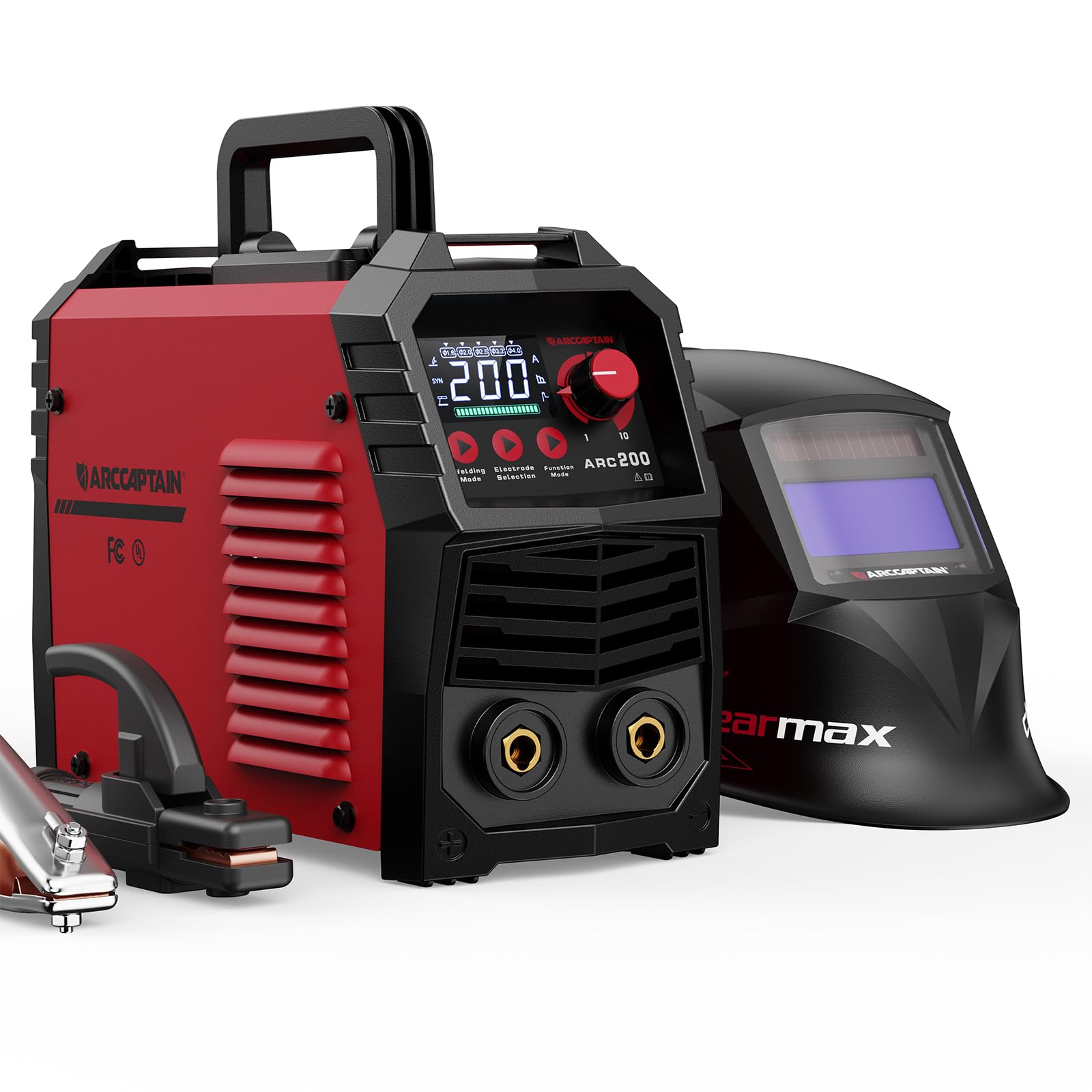 ARCCAPTAIN Soldador Inverter de 200 A con Pantalla LED Grande y Máscara de Soldadura para Casco de Soldadura