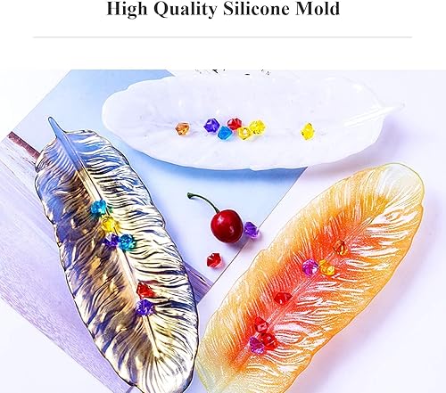 Miniatura 4 de Molde grande de silicona en forma de pluma de resina para fundición de resina epoxi, bandeja de silicona para manualidades para joyas, llaveros,