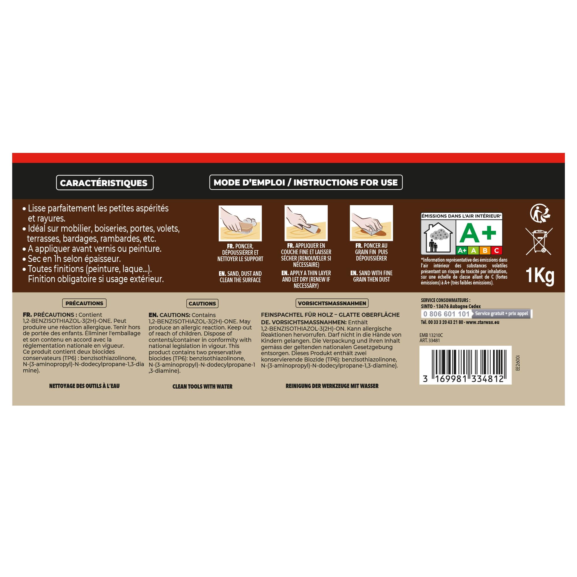 Sinto - Stucco per lisciare legno chiaro