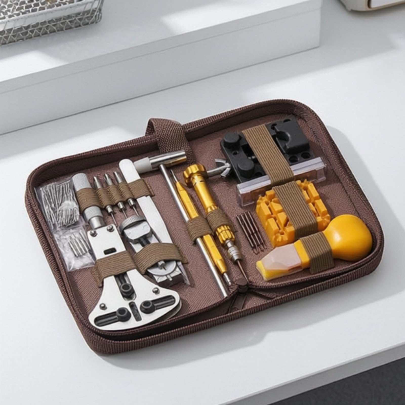 rockible Kit Reparación Relojes con Estuche Portátil Compacto Kit Reparación Relojes Ligero Herramientas para Entusiastas, Principiantes, Casa