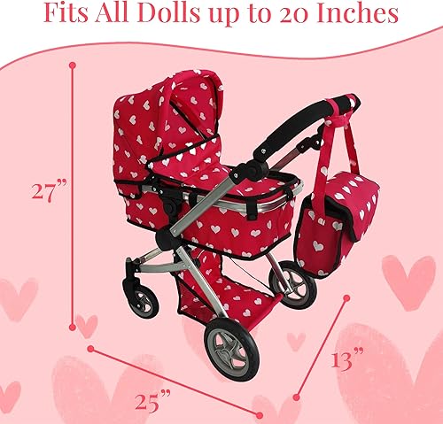 Miniatura 7 de Cochecito de bebé convertible combinado para niñas de 3 años en adelante  Cochecito de bebé de juguete para muñecas, cochecito plegable ajustable