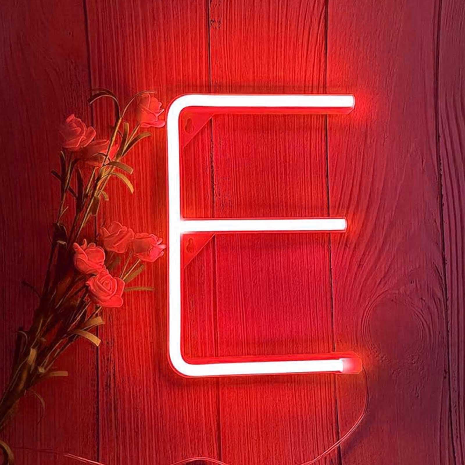 Battery/USB Operated Red Letter Neon Sign for Retail Stores & Christmas Decor Shatterproof LED Lights for Safe Use in Kids Rooms or Outdoor Markets（Letters E） — image 1
