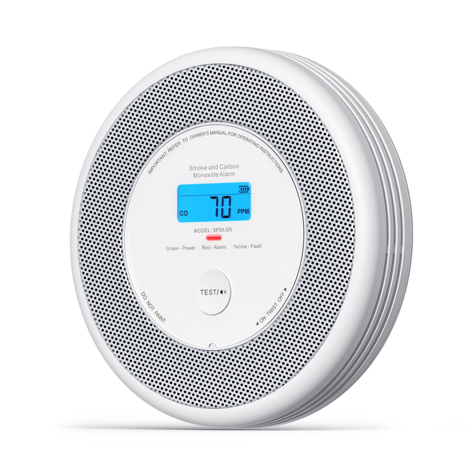 X-Sense Xp0A-SR Détecteur de fumée et de monoxyde de carbone pour sécurité incendie à la maison avec alertes vocales 30 mm Batterie remplaçable