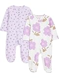 Baby Girls' Cotton Footed Sleep and Play, Pack of 2