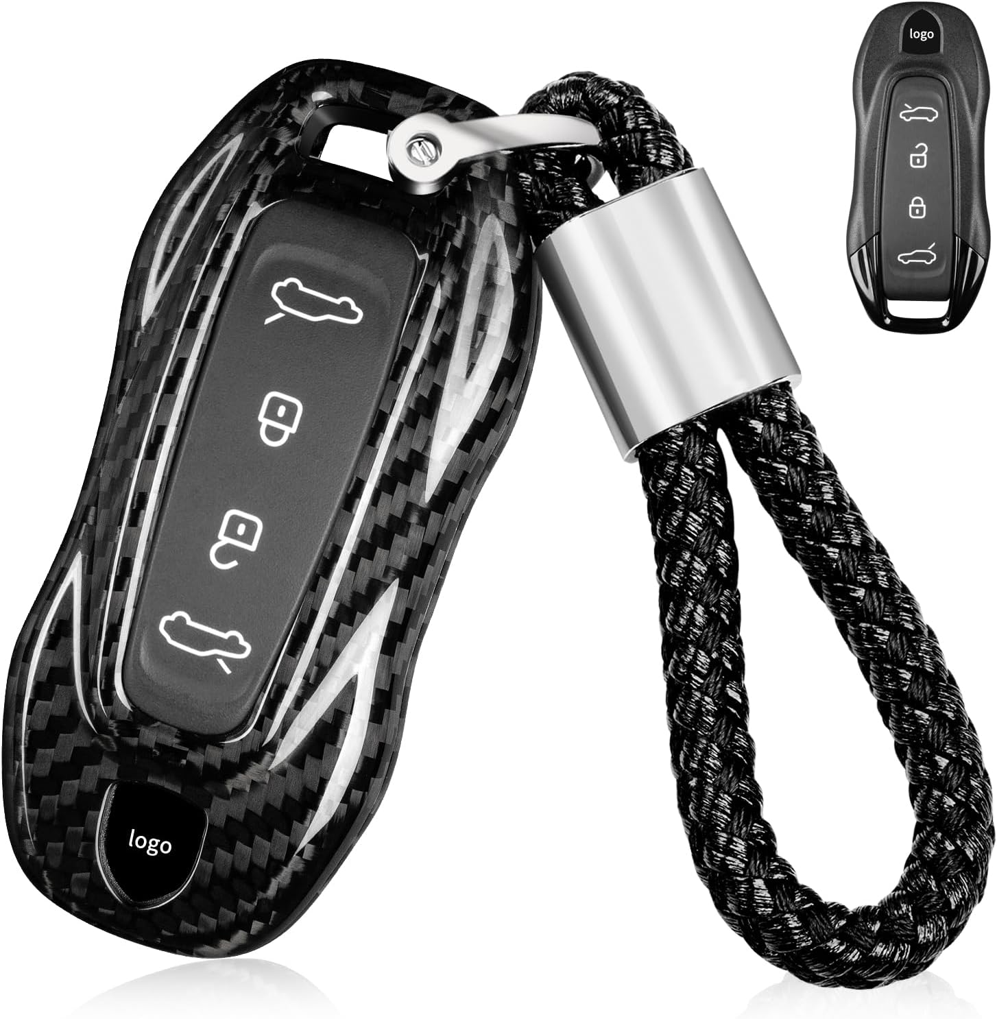 T-carbon Car Key Fob Cover Compatible with Porsche Macan EV Electric 2024/2025, Compatible with Cayenne EV Electric 2026