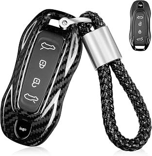 car key cover compatible with Porsche,Carbon fiber key cover compatible with Porsche Macan 4 EV Electric model 2024/2025,Black