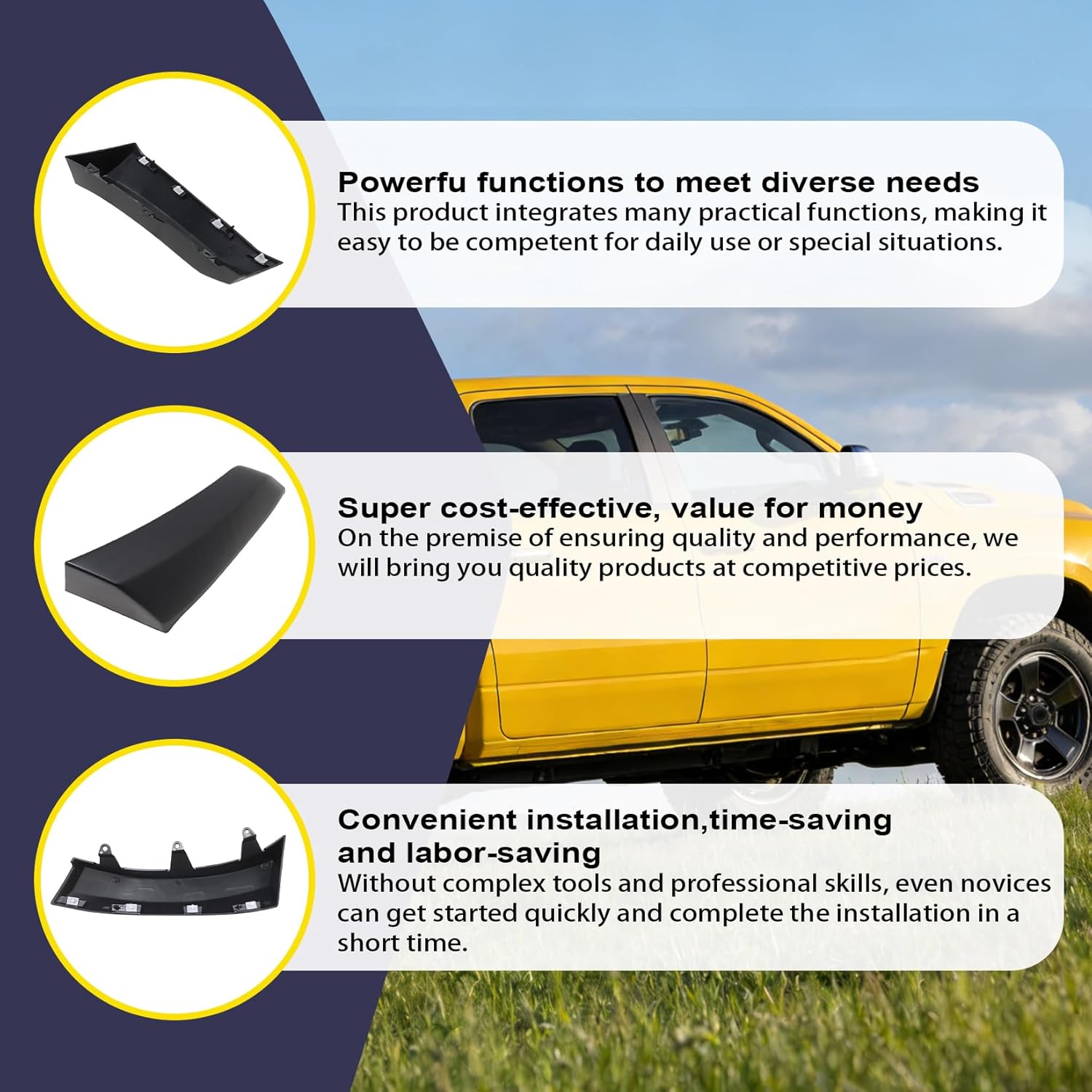 Left Front Fender Flare Molding 6MS39GXHAA Compatible with Ram 4500 5500 2019-2024, Driver Side Front Wheel Arch Trim Replacement