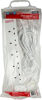STATUS Multi Plug Extension | 6 Socket Extension Cable | 2m Extension Lead | 13A Surge Protected | 6WSSP2MCP20