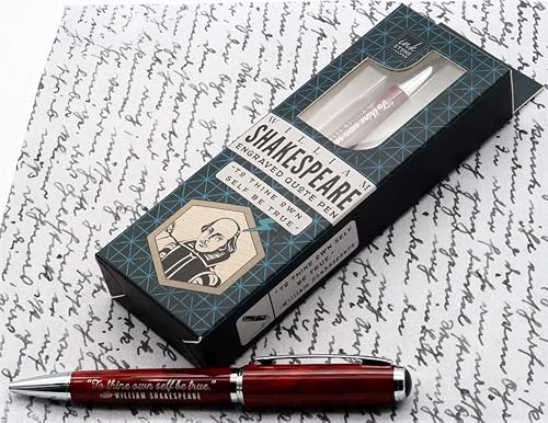 Miniatura 6 de William Shakespeare - Pluma con cita inspiradora grabada - To Thine Own Self Be True. - Regalos literarios para escritores, autores, lectores