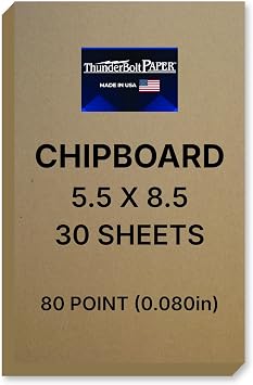 Chipboard - 30 Sheets 5.5x8.5 Inch 80pt Heavy Duty Kraft Paper Board for DIY Journals, Scrapbooks, Albums