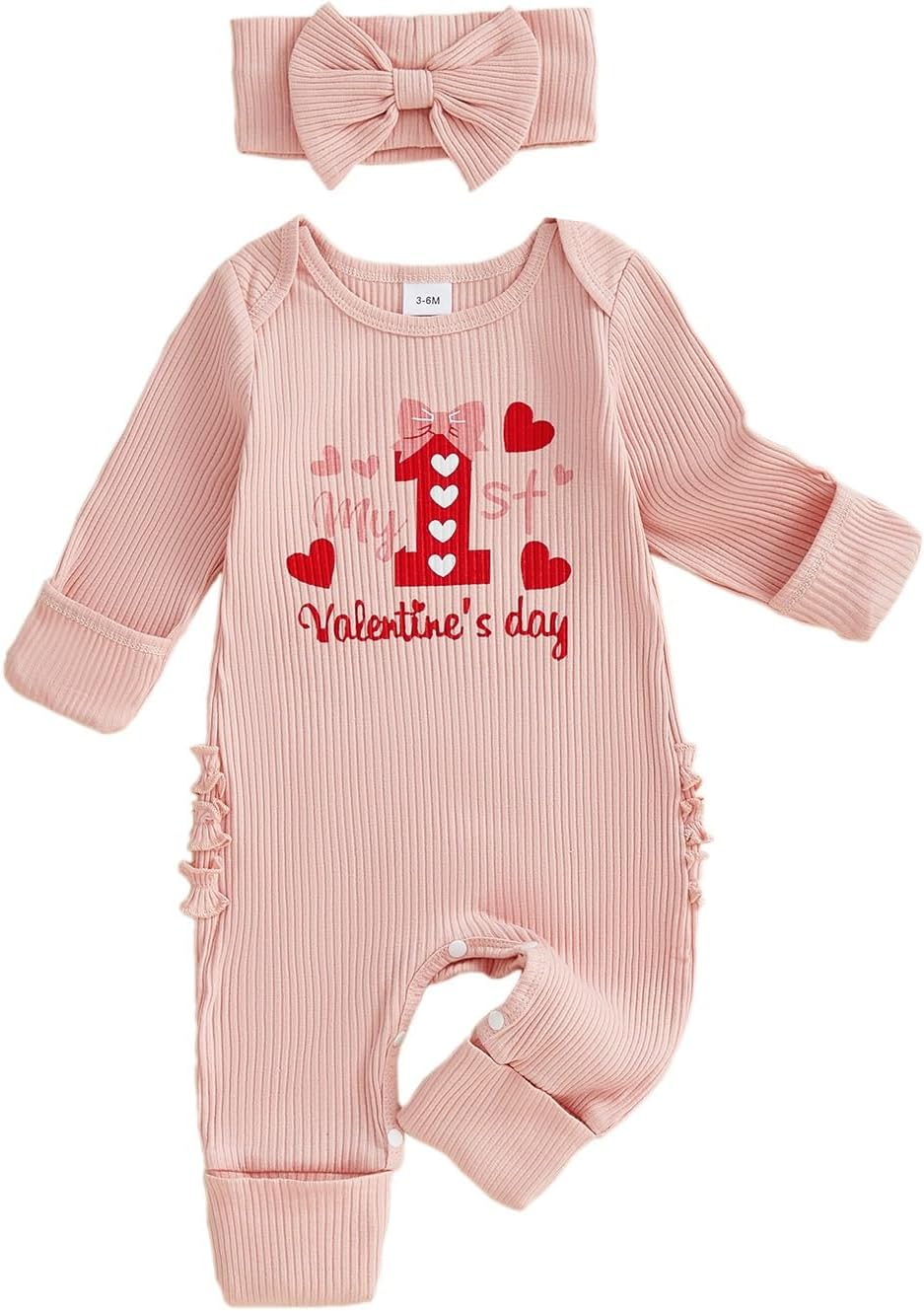 allshope Infant Baby Girl Valentines Outfit Jumpsuit My First Valentine's Day Romper Bodysuit Newborn Fall Clothes