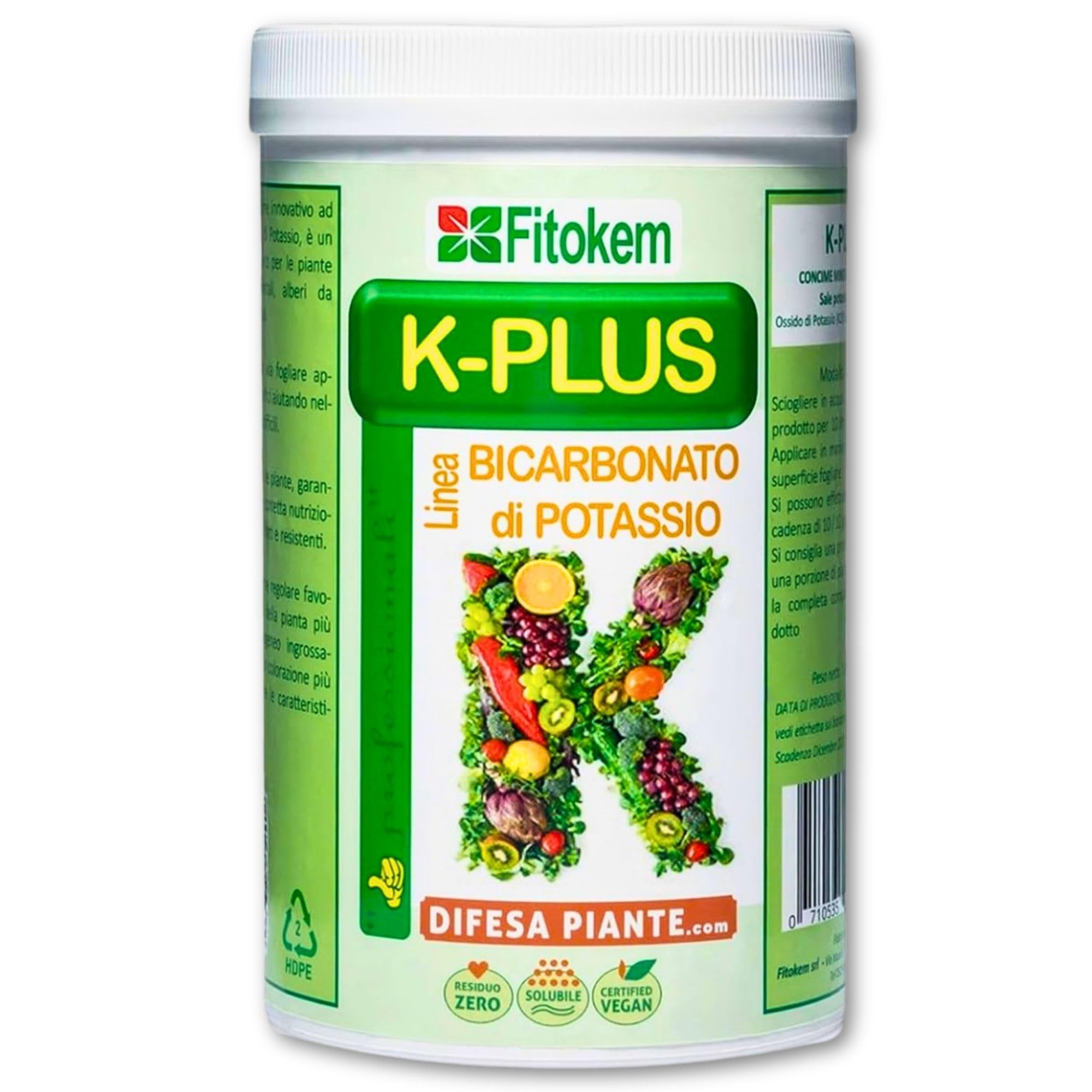 FITOKEM K-Plus 1KG - Engrais et Fertilisants Bicarbonate de Potassium Pur pour Plantes Intérieur et Exterieur et Agriculture, Engrais Universel Potasse Jardin, Potager, Arbres Fruitiers
