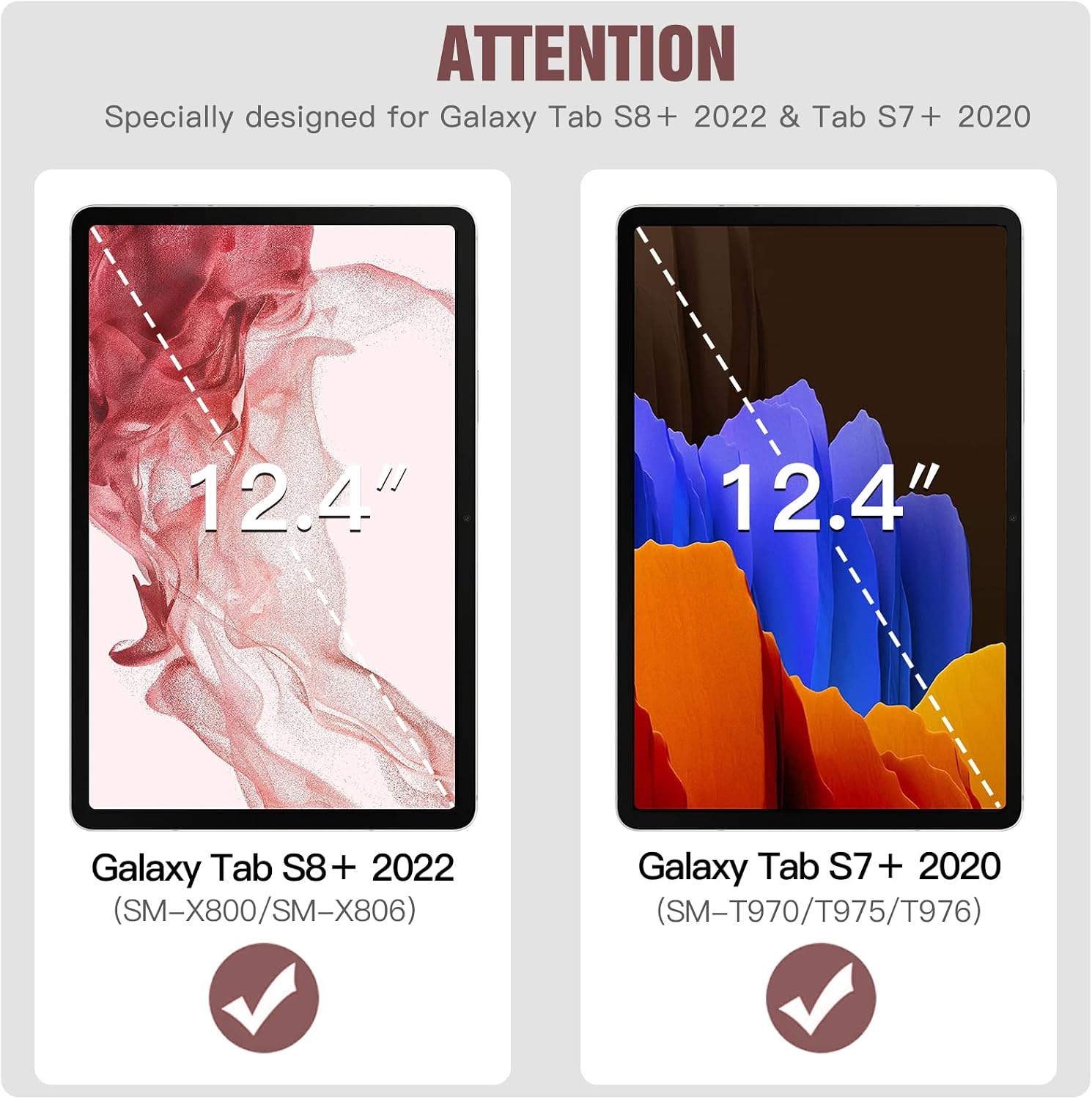 TiMOVO Case for All-New Galaxy Tab S8 Plus 12.4 inch 2022, Galaxy Tab S7 Plus 12.4 Inch 2020 Tablet, Premium PU Leather Folding Stand Cover Fit Galaxy Tab S7 Plus 2020 Tablet - Rose Gold