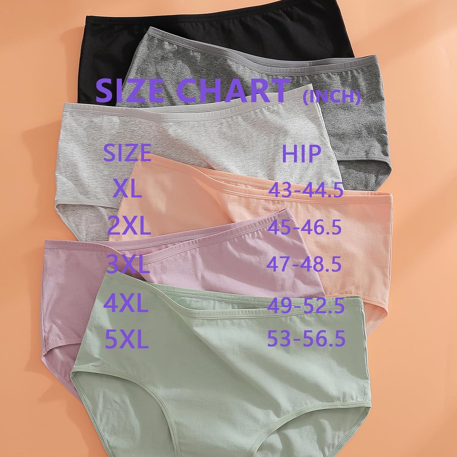 Women's Cotton Underwear Plus Size XL-5XL High Waisted Full Coverage Ladies Panties 5 Pack Briefs for Women - Image 4