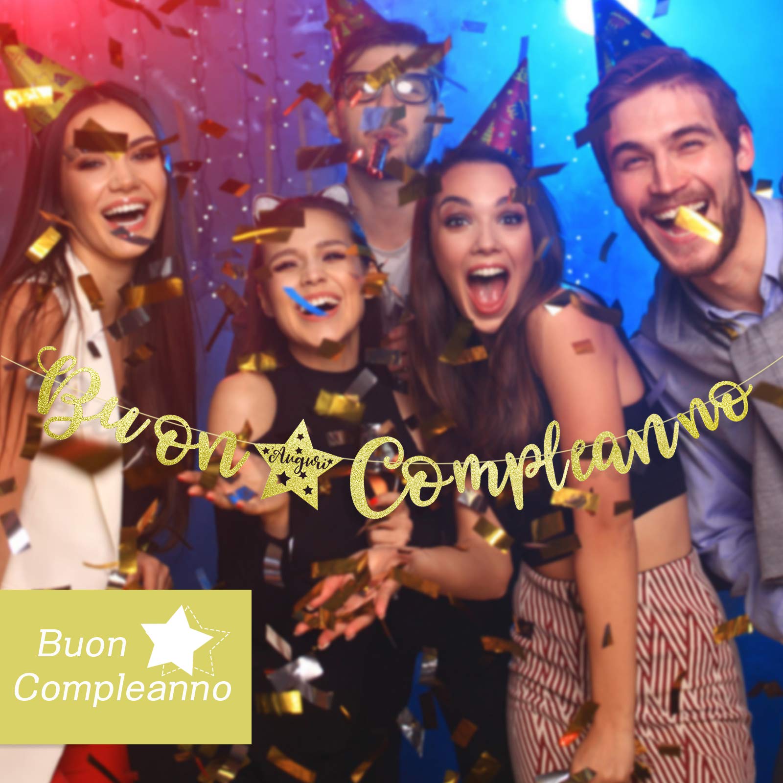 Bannière Anniversaire Italienne ''Buon Compleanno'' – Guirlande Dorée 3 M – DIY Facile – Décoration De Fête