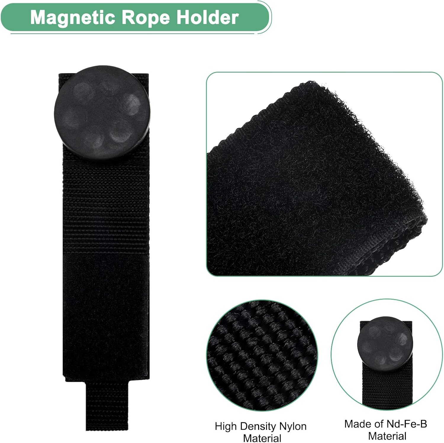 M METERXITY 2-Pack Heavy Duty Magnetic Hook, 1.7" Dia Magnetic Tool Holder, Extension Cord Strap, Tool Organization Cord Strap for Workshop/Garage Hanging/Cables/Rope/Wire Storage