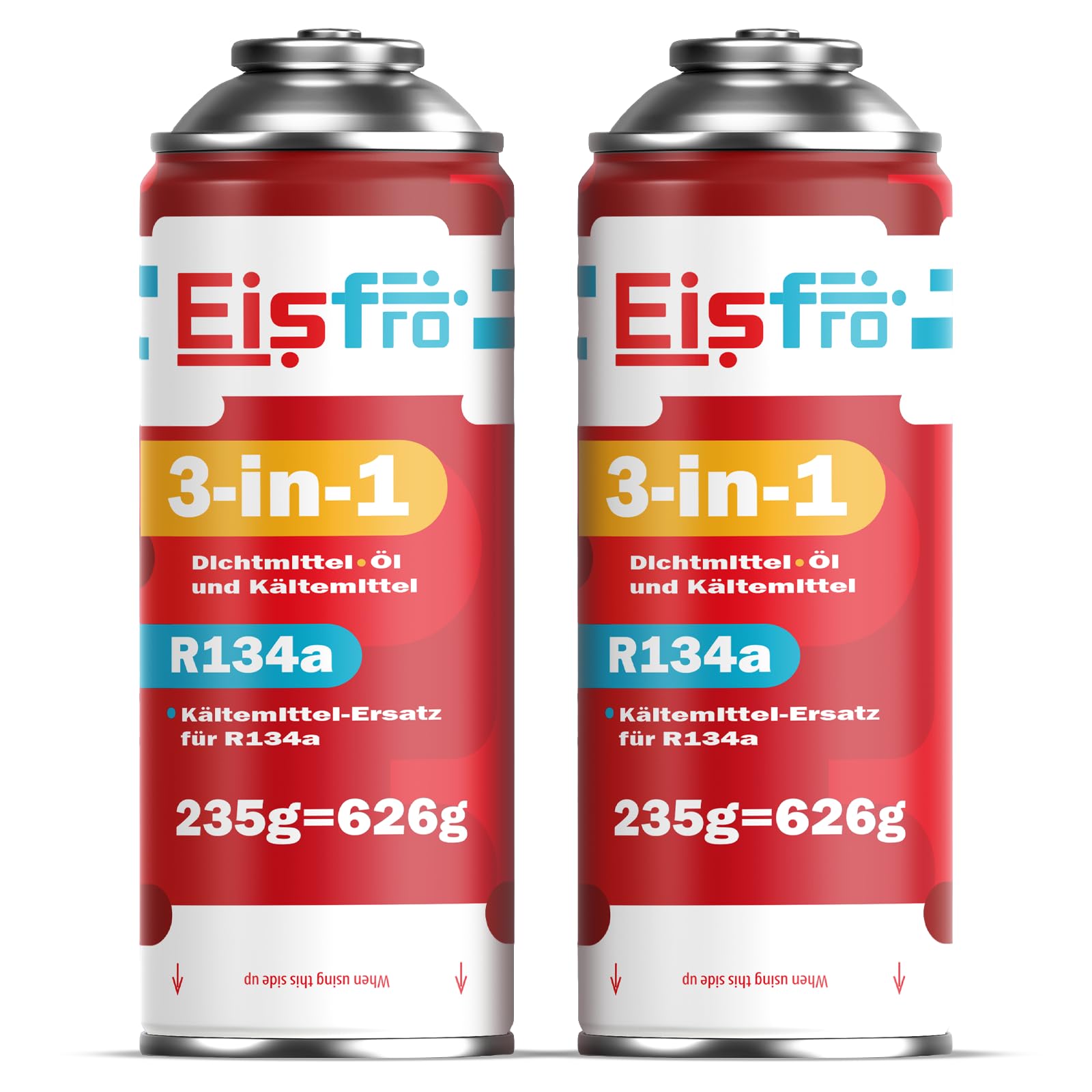 Gas refrigerante 3 in 1 R134a di ricambio - per climatizzatori auto con sigillante e olio - Bombola di gas 2 x 235 g - Climatizzatori per camper - ECO