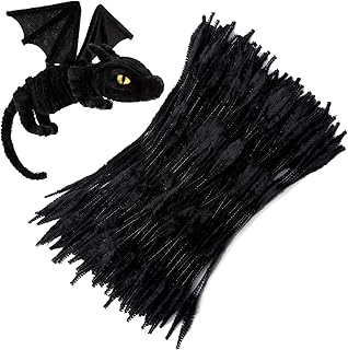 100 PCS Pipe Cleaners Chenille Stem, Bump Chenille Stems Pipe Cleaner, Black Pipe Cleaners Crafts Supplies for DIY Arts Crafts Decorations (Black)