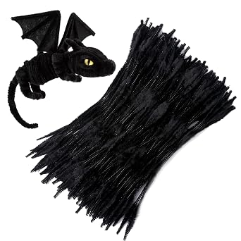 100 PCS Pipe Cleaners Chenille Stem, Bump Chenille Stems Pipe Cleaner, Black Pipe Cleaners Crafts Supplies for DIY Arts Crafts Decorations Black