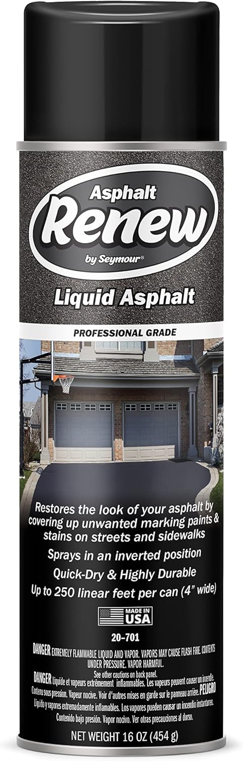 Seymour 20-701 Asphalt Renew Spray - Jet Black Driveway Sealer for Stains, Cracks & Markings, 20 oz