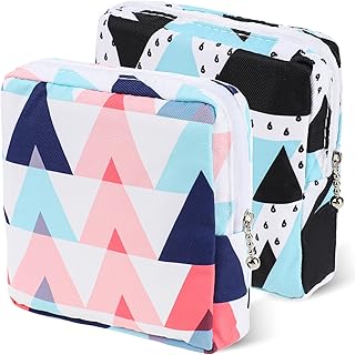 KALIONE 2 Packs Period Bags for Teen Girls, Pad Bag for Period, Period Pouch Period Bag, Pad Bag Sanitary Pad Storage Bag, Menstrual Pad Storage Pouch with Zipper, Women Period Bags