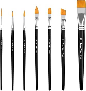 Nicpro Face Paint Brush Set, 7PCS Professional Face & Body Painting Brushes