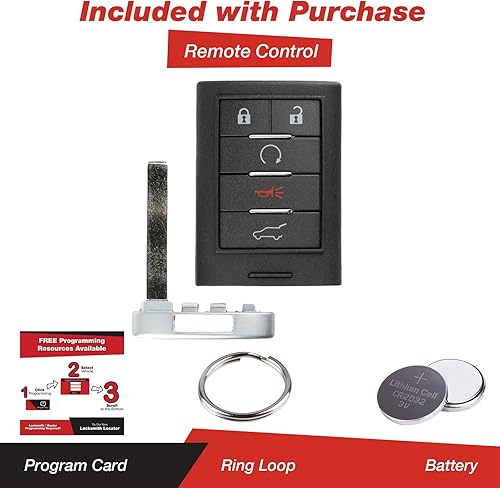 Miniatura 2 de KeylessOption Llavero inteligente remoto de entrada sin llave para Cadillac SRX 2010-2015 (instrucciones de programación paso a paso de bricolaje