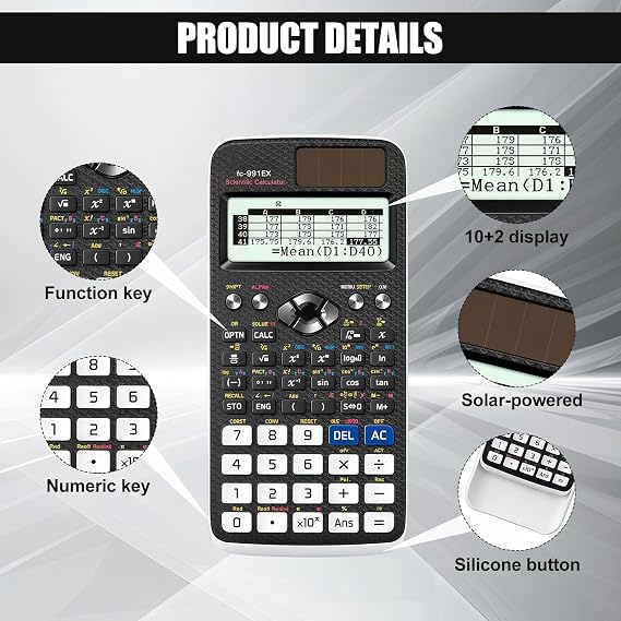 FX-991EX Scientific Calculator, 552 Functions Engineering Calculator for A-Level Maths & GCSE, 10+2 LCD Digits Written Display, Teachers, School, Office