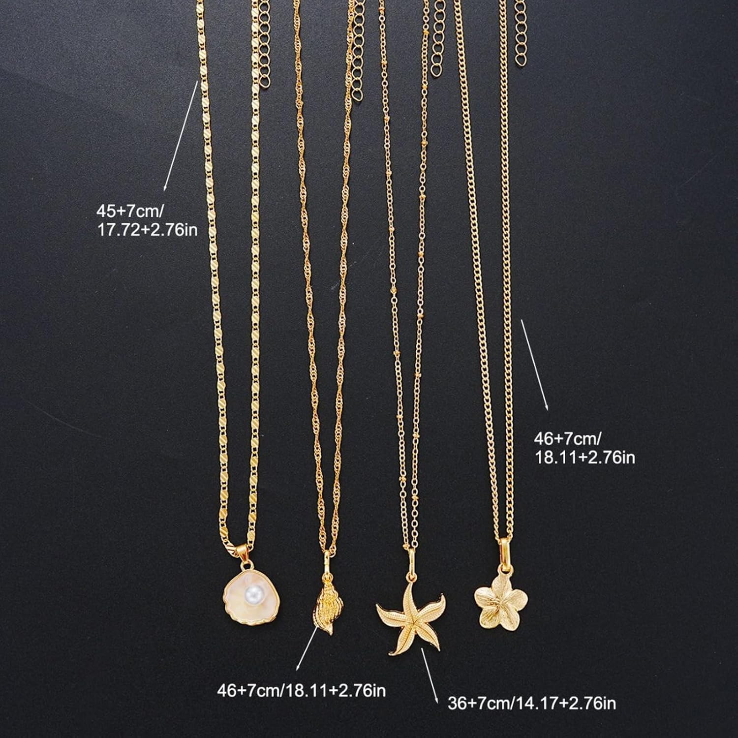 Starfish Necklace for Women Gold Seashell Pendant Necklace Layered Pearl Necklaces Statement Jewelry Summer Beach Accessories - Image 6