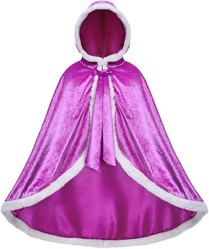 Vista 3 de Party Chili Fur Princess Hooded Cape Cloaks Costume for Girls Dress Up