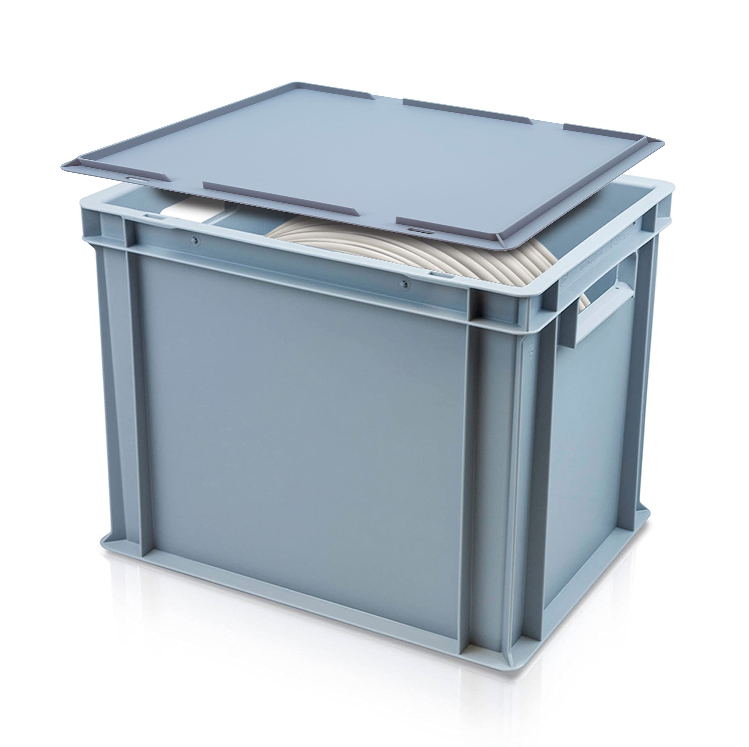 Caterbox Grey Catering Plate Storage Box | 10" Plate Storage Box With Lid | Approx. Capacity: 20 To 30 Plates | Lid Included (Plate Size: 251-280Mm)
