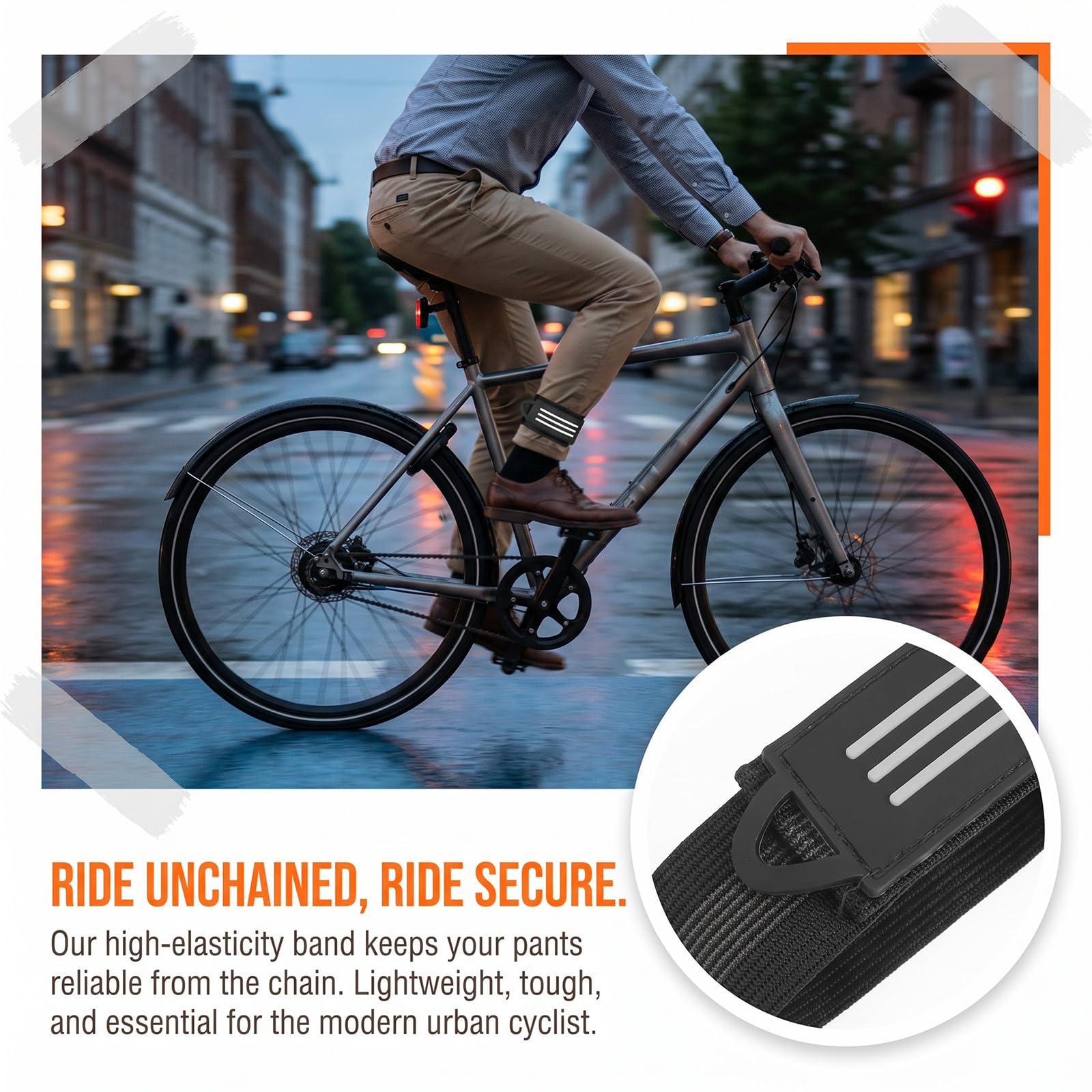 8 Pezzi Mollette per Pantaloni da Bicicletta, Clip per Pantaloni da Ciclismo - Fasce Elastiche 28x3,5 cm con Chiusura a Strappo per Bici Jogging Trekking Outdoor