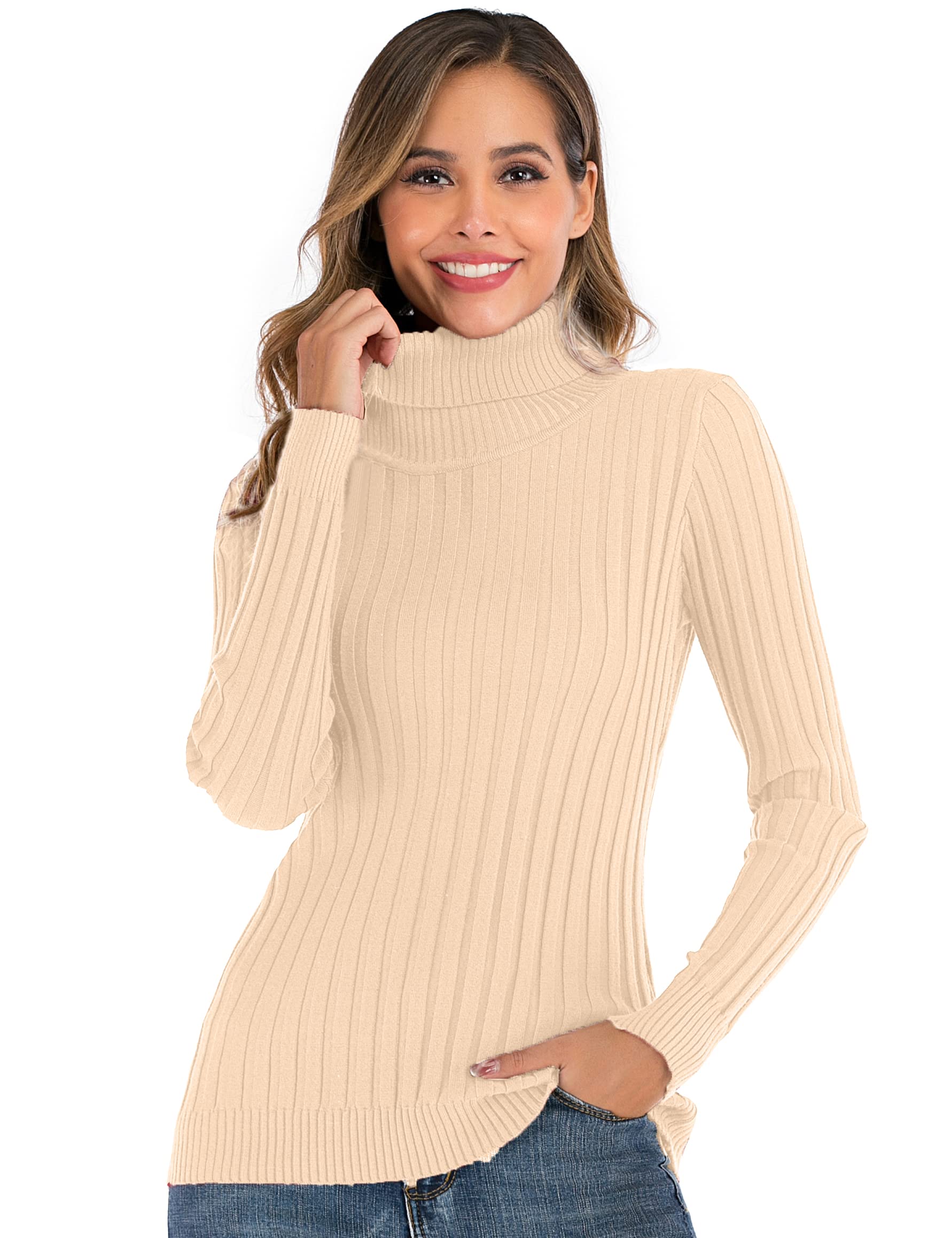Enjoyoself Womens Turtleneck Sweater Winter Jumper Long Sleeve Pullover Knit Ribbed Sweater Knitwear Tops