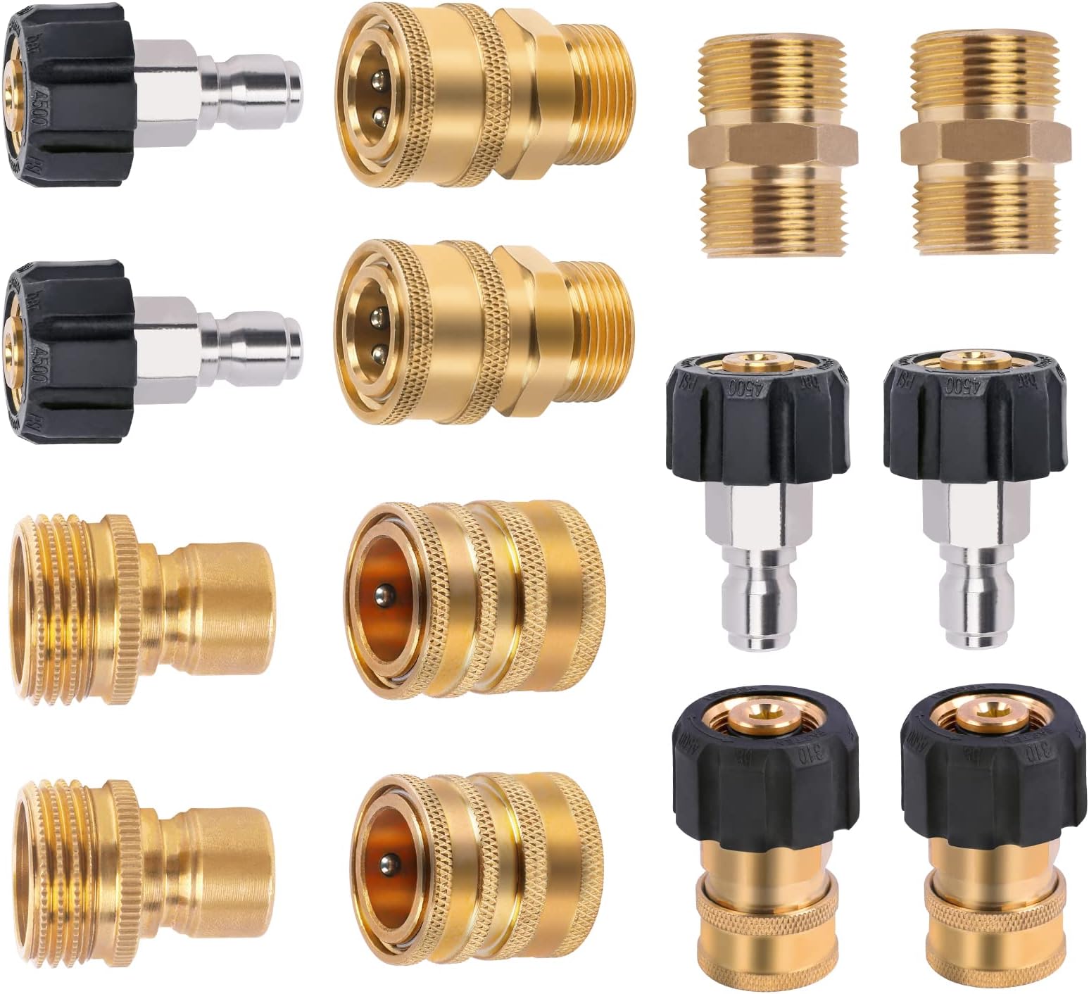 POHIR Pressure Washer Garden Water Hose Adapter 14 Pack Full Set, 3/8 Power Washer Quick Disconnect Kit with M22 Swivel to 3/8'' Quick Connect Fittings, 3/4" to Quick Release and M22 15mm to 14mm Male