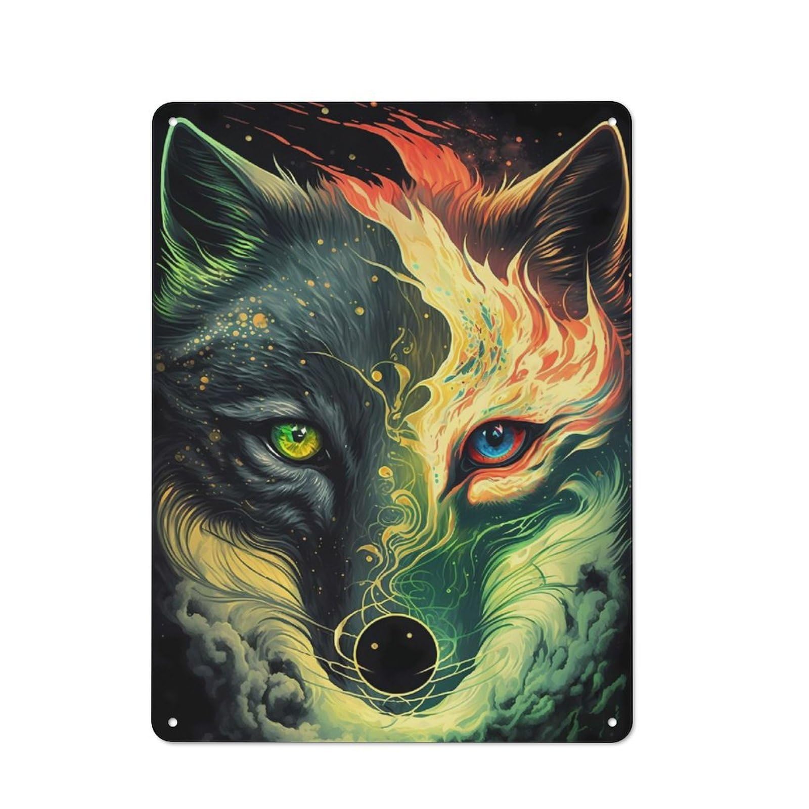 Junmoney Wolf Metal Wall Sign 40X30cm Featuring For Garage Or Workshop, For Vintage Wall Decor Fans, For Metal Sign Collectors
