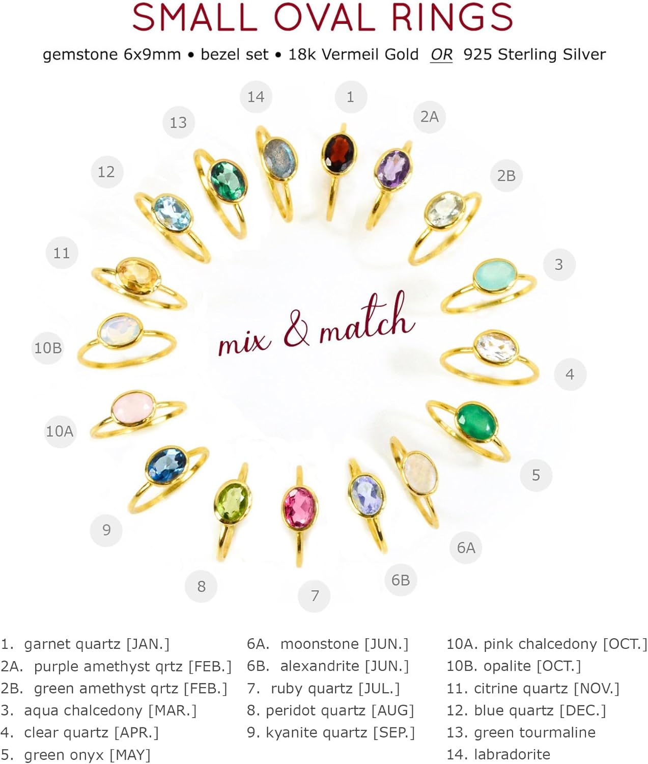 Tiny Oval Gemstone Stacking Ring, Minimalist Thin Ring Band, Everyday Stackable Birthstone Ring in Sterling Silver or Vermeil Gold