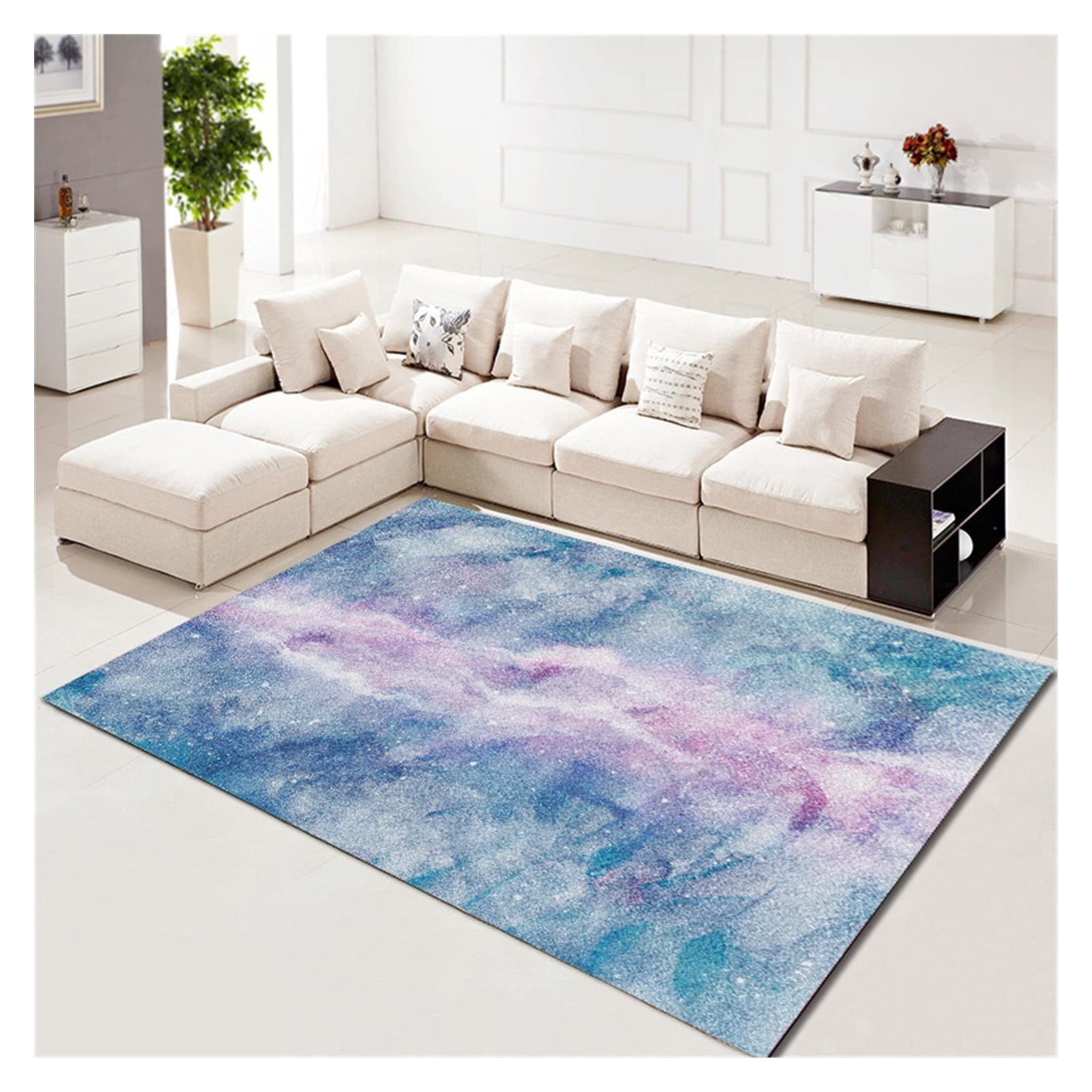 Tapis géométrique salon au design nordique épuré et finitions premium