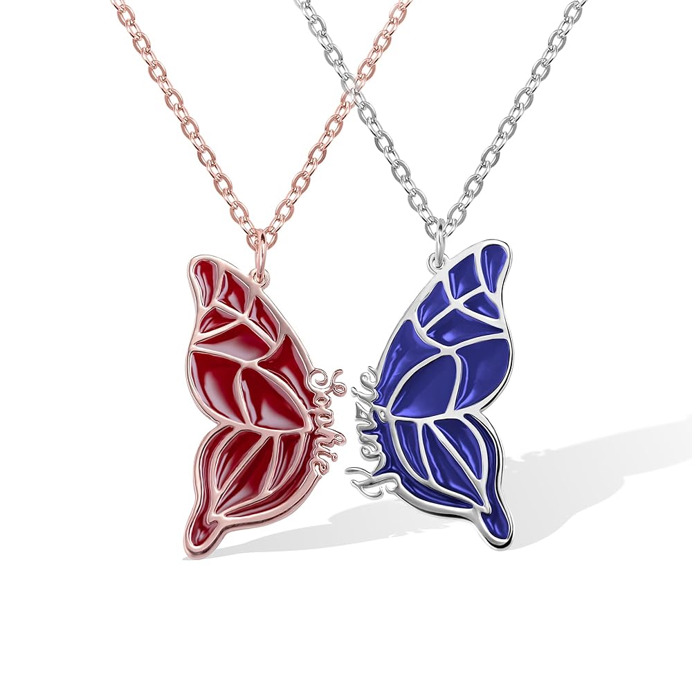 Amazon | [Ugaarsan] 蝶々 ネックレス レディース メンズ 名入れ