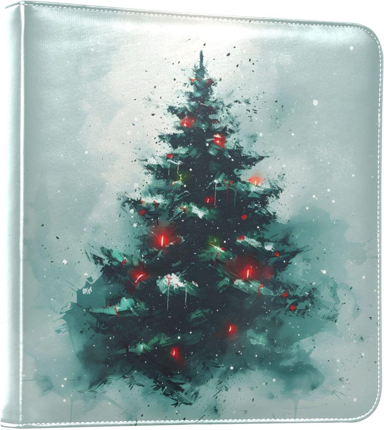 JIPONI Tree Christmas Snow Large Photo Album, DIY Leather Cover Scrapbook Albums for 4x6 5x7 6x8 Pictures, Self Adhesive Memory Book for Wedding, Baby, Family