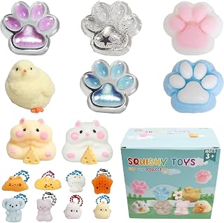 16pcs Squishy Pack,Fidget Toys Kit,Include taba Squishies Party Favors for Kids 4-8 8-12 Treasure Box Toys for Classroom Birthday Goodie Bag taba Squishy Stress Relief Toys