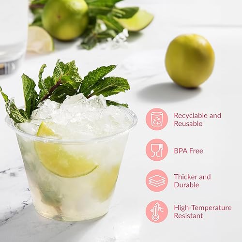 Vista 60 de Prestee 500 vasos de plástico transparente, vasos de cóctel de 9 onzas para fiestas y eventos, vasos de cóctel de plástico, vasos desechables