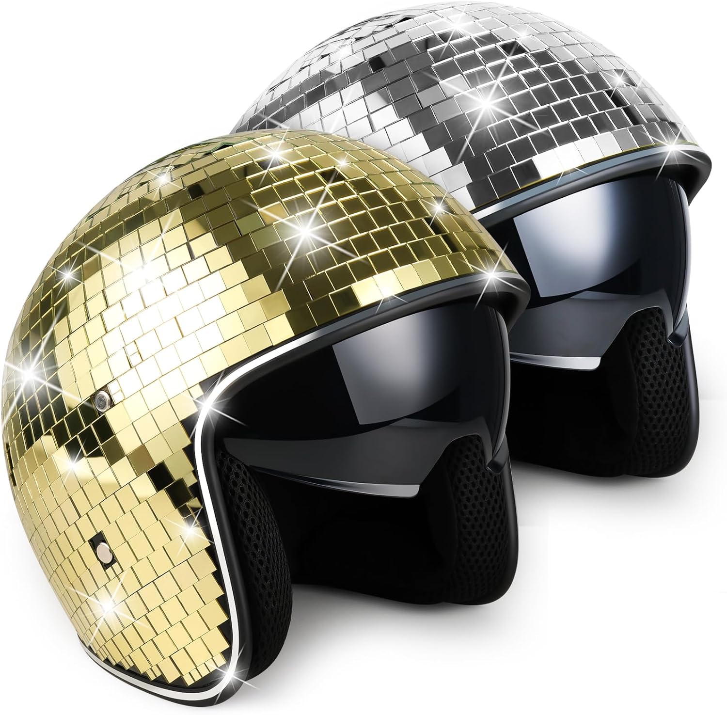 Yoiemivy Disco Ball Helmet with Retractable Visor Disco